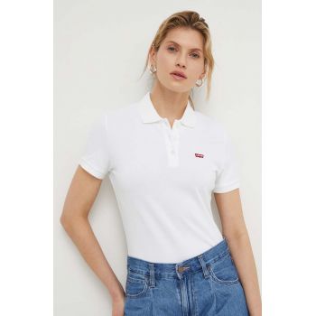 Levi's tricou polo femei, culoarea alb, 52599