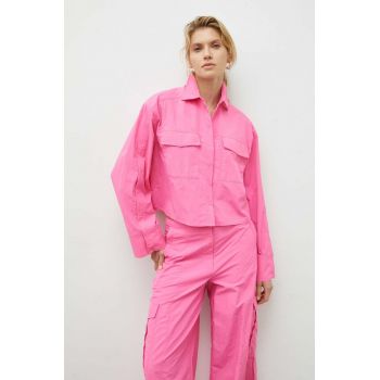 2NDDAY camasa femei, culoarea roz, cu guler clasic, relaxed de firma originala
