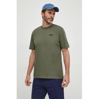 Aeronautica Militare tricou din bumbac barbati, culoarea verde, cu imprimeu