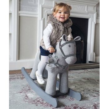 Balansoar din lemn Little Bird Told Me Stirling Mac Rocking Horse cu tesaturi senzoriale pentru fetite si baieti 9 luni+ de firma original