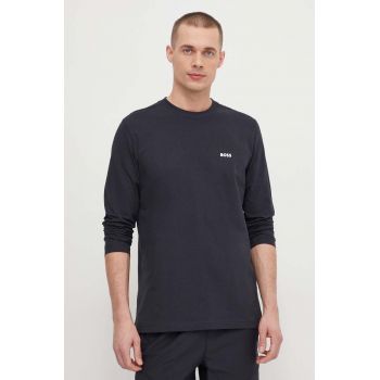 Boss Green longsleeve barbati, culoarea albastru marin, neted, 50506365
