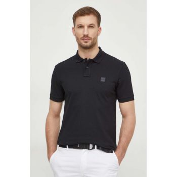 BOSS Orange tricou polo barbati, culoarea negru, neted, 50507803
