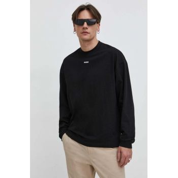 HUGO longsleeve din bumbac culoarea negru, uni 50511029