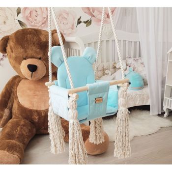 Leagan pentru copii si bebelusi Catifea Velvet perna detasabila ursulet Teddy Baby blue de firma original