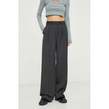 MAX&Co. pantaloni x CHUFY femei, culoarea gri, lat, high waist 2418130000000