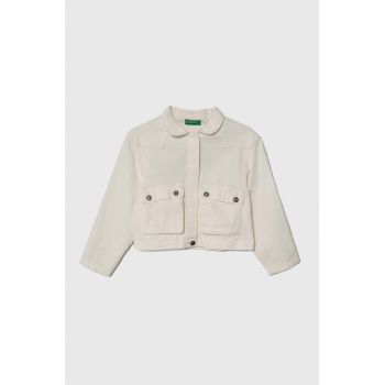 United Colors of Benetton geacă din denim pentru copii culoarea bej