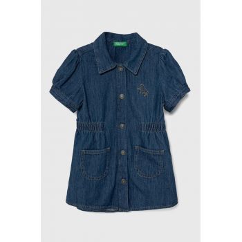 United Colors of Benetton rochie din denim pentru copii mini, evazati ieftina