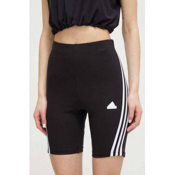 adidas pantaloni scurți femei, culoarea negru, cu imprimeu, high waist IP1569