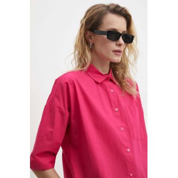 Answear Lab camasa din bumbac femei, culoarea roz, cu guler clasic, relaxed de firma originala