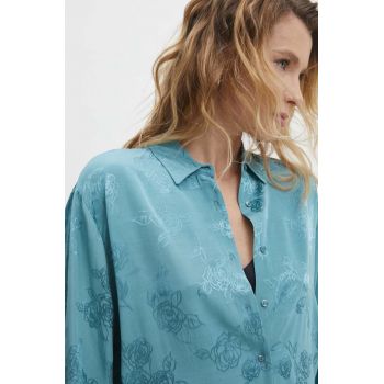 Answear Lab camasa femei, culoarea turcoaz, cu guler clasic, relaxed de firma originala