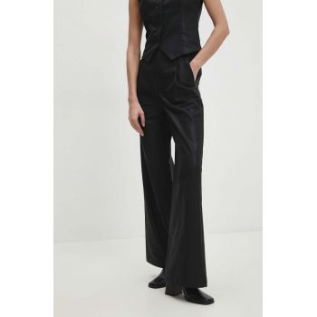 Answear Lab pantaloni femei, culoarea negru, lat, high waist