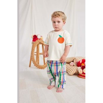 Bobo Choses tricou din bumbac pentru bebelusi culoarea bej, cu imprimeu