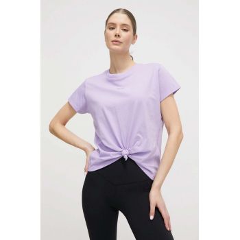 Dkny tricou din bumbac femei, culoarea violet ieftin