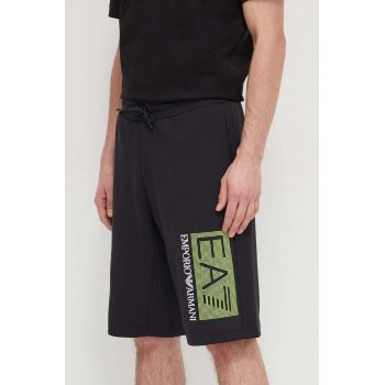 EA7 Emporio Armani pantaloni scurti barbati, culoarea negru de firma originali