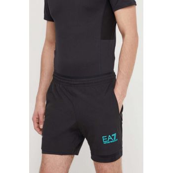 EA7 Emporio Armani pantaloni scurti barbati, culoarea negru de firma originali
