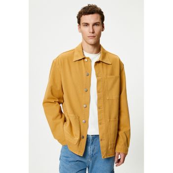 Jacheta-camasa din denim cu nasturi
