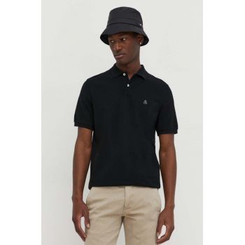 Marc O'Polo polo de bumbac culoarea negru, neted ieftin