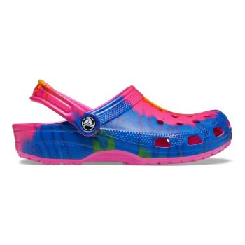 Saboti Crocs Classic Tie-Dye Graphic Clog Roz - Electric Pink/Multi ieftini