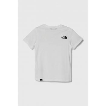 The North Face tricou copii SIMPLE DOME TEE culoarea alb, cu imprimeu