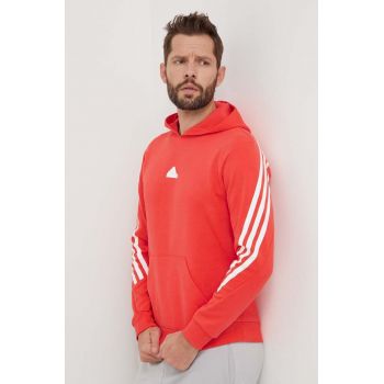 adidas bluză bărbați, culoarea roșu, cu glugă, cu imprimeu IR9229 de firma original