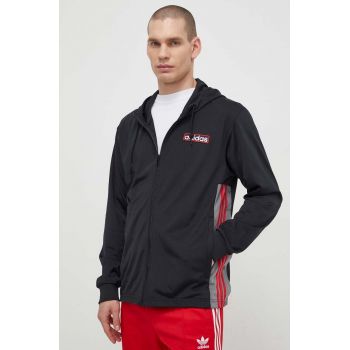 adidas Originals bluză Adibreak Full-Zip Hoodie bărbați, culoarea negru, cu glugă, cu model, IM8209