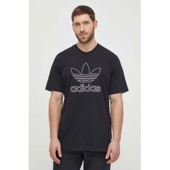 adidas Originals tricou din bumbac Trefoil Tee bărbați, culoarea negru, cu imprimeu, IU2347