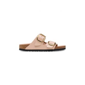 Birkenstock slapi de piele Arizona Big Buckle femei, culoarea bej, 1026478