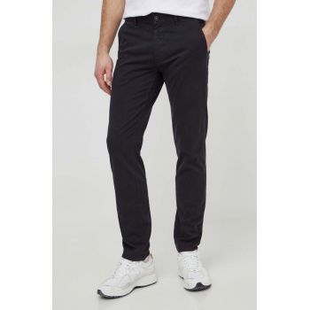 Boss Orange pantaloni barbati, culoarea negru, mulata