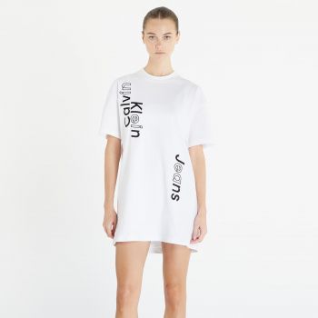 Calvin Klein Jeans Multi Placement Logo Tee Dress Bright White la reducere