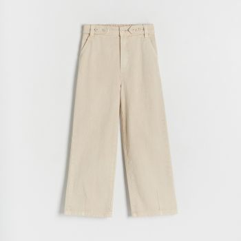 Reserved - Pantaloni din bumbac, cu nasturi - Ivory