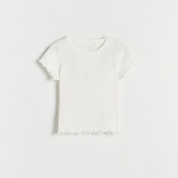 Reserved - Tricou din tricot striat - Ivory