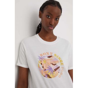 Roxy tricou din bumbac femei, culoarea alb ERJZT05700 ieftin