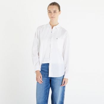 Tommy Jeans Solid Linen Blend Shirt White la reducere