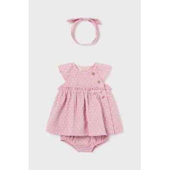 Mayoral Newborn rochie din bumbac pentru bebeluși culoarea roz, mini, evazati ieftina