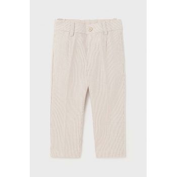 Mayoral pantaloni cu amestec de in pentru copii culoarea bej, modelator