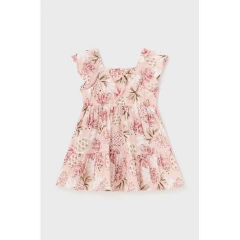 Mayoral rochie din bumbac pentru bebeluși culoarea roz, mini, evazati