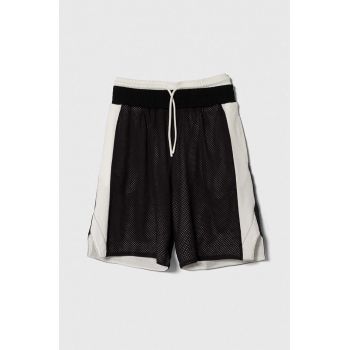 Sisley pantaloni scurti copii culoarea negru, talie reglabila