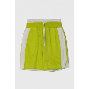 Sisley pantaloni scurti copii culoarea verde, talie reglabila