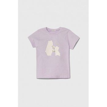 United Colors of Benetton tricou din bumbac pentru bebelusi culoarea violet, modelator ieftin