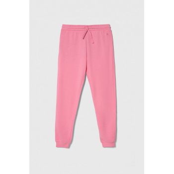 United Colors of Benetton pantaloni de trening din bumbac pentru copii culoarea roz, neted ieftini