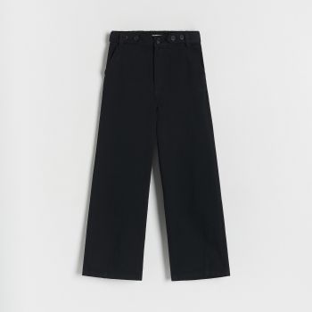 Reserved - Pantaloni din bumbac, cu nasturi - Negru