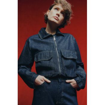 Answear Lab geaca jeans femei, culoarea albastru marin, de tranzitie ieftina