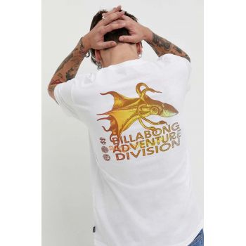 Billabong tricou din bumbac BILLABONG X ADVENTURE DIVISION barbati, culoarea alb, cu imprimeu ieftin