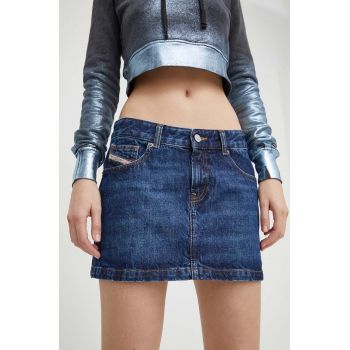 Diesel fustă din denim culoarea bleumarin, mini, drept A04935.09I27