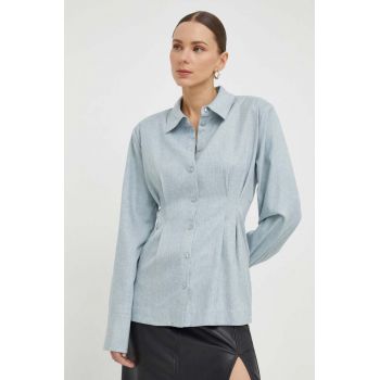 Gestuz cămașă femei, culoarea gri, cu guler clasic, regular 10908673