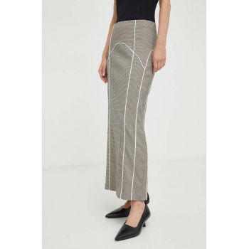 Gestuz fusta culoarea bej, maxi, drept