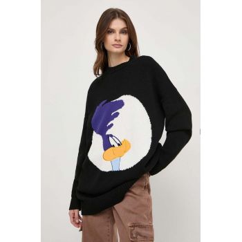 MAX&Co. pulover de bumbac x CHUFY culoarea negru, călduros 2418360000000