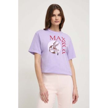 MAX&Co. tricou din bumbac x CHUFY femei, culoarea violet