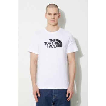 The North Face tricou din bumbac M S/S Easy Tee bărbați, culoarea alb, cu imprimeu, NF0A87N5FN41