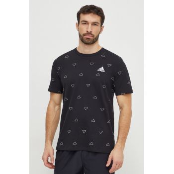 adidas tricou din bumbac bărbați, culoarea negru, cu imprimeu IS1826
